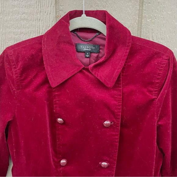 Talbots Women’s Burgundy Velvet Military Jacket - Picture 3 of 8